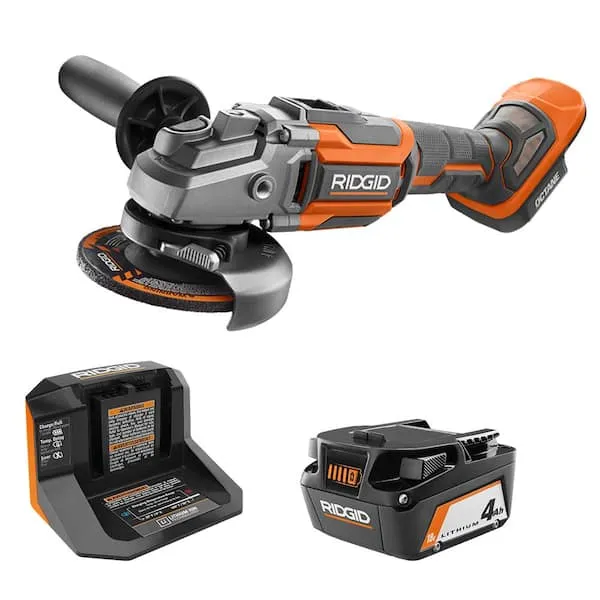 RIDGID 18V Brushless Cordless 4-1/2 in. Angle Grinder Kit with 4.0 Ah Battery and Charger