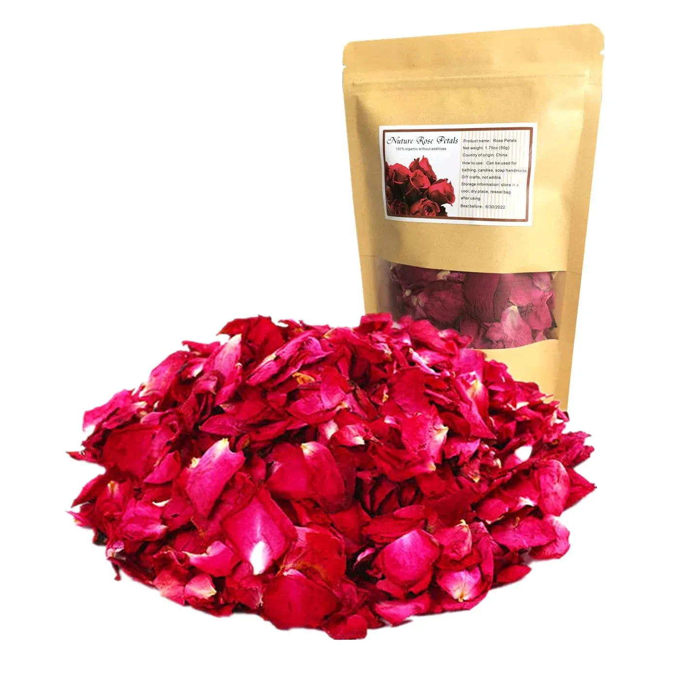 Dried Red Rose Petals Real Natural Dried Rose Petals 1.75Oz/50G for Bath