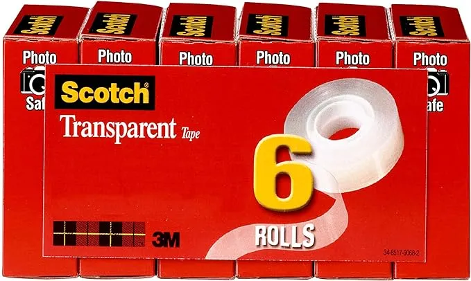 Scotch Transparent Tape, 3/4 in x 1296 in, 6 Boxes (600-6PK)