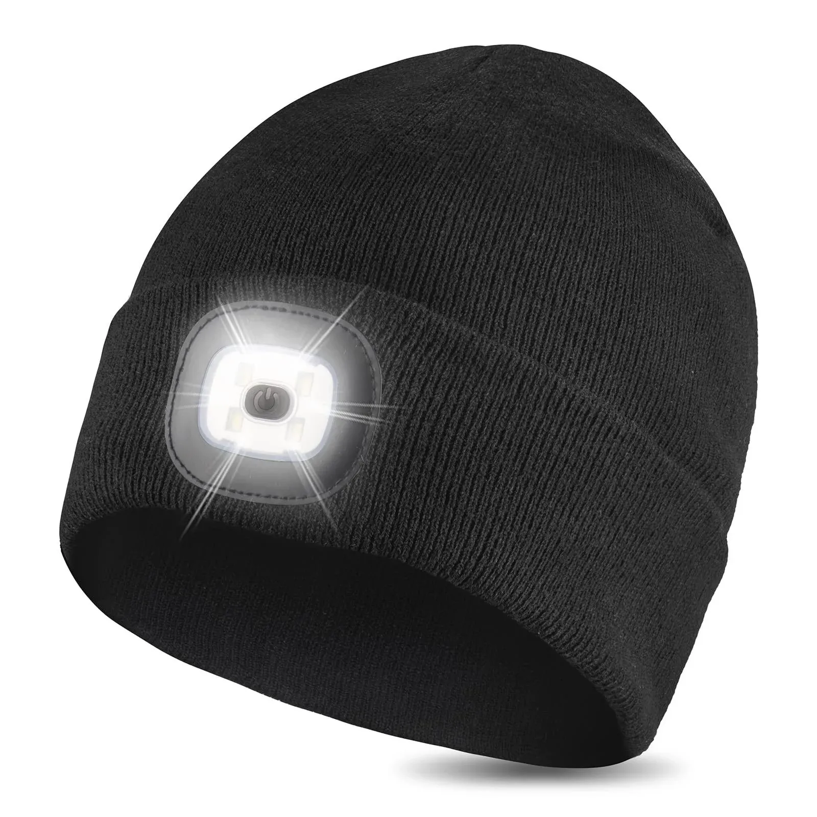 Unisex LED Beanie Hat with Light, USB Rechargeable Winter Knit Lighted Headlight ...