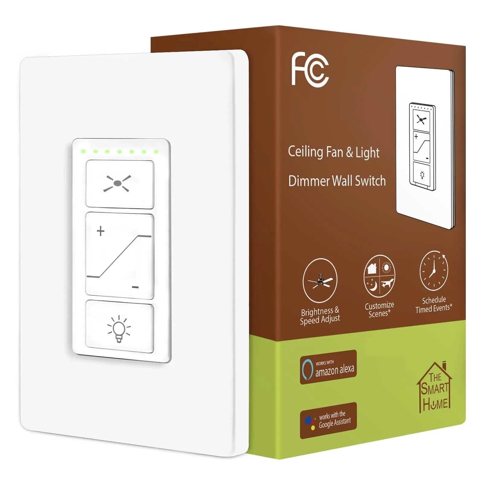 Humpptom Smart Ceiling Fan Control and Dimmer Light Switch,Single Pole Wi-Fi ...