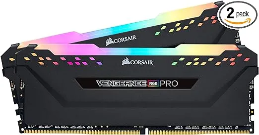 CORSAIR VENGEANCE RGB PRO DDR4 RAM 16GB (2x8GB) 3200MHz CL16-18-18-36 1.35V Intel AMD Desktop Computer Memory - Black (CMW16GX4M2C3200C16)