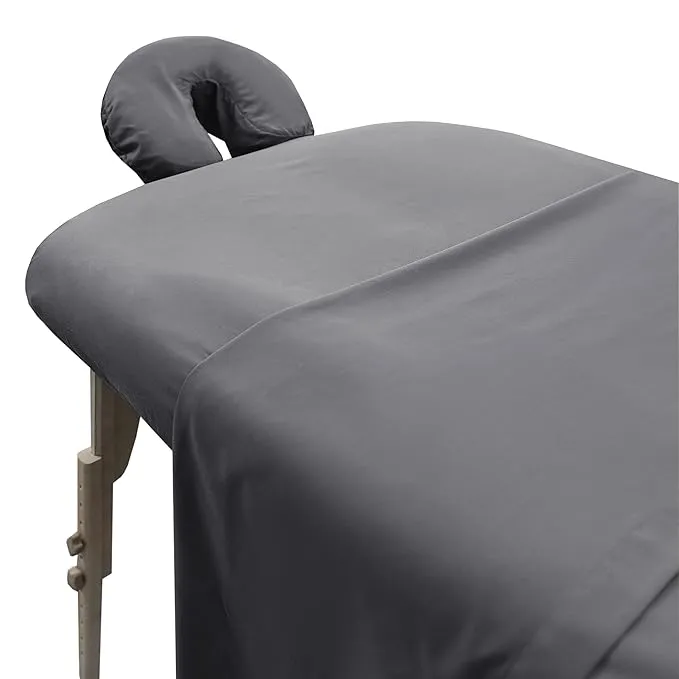 LONDON LINENS Soft Microfiber Massage Table Sheets Set 3 Piece Set - Includes Massage Table Cover, Massage Fitted Sheet, and Massage Face Rest Cover (Grey)