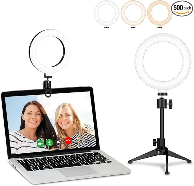 Desk Ring Light for Zoom Meetings - Video Conference Lighting Kit for Laptop Com