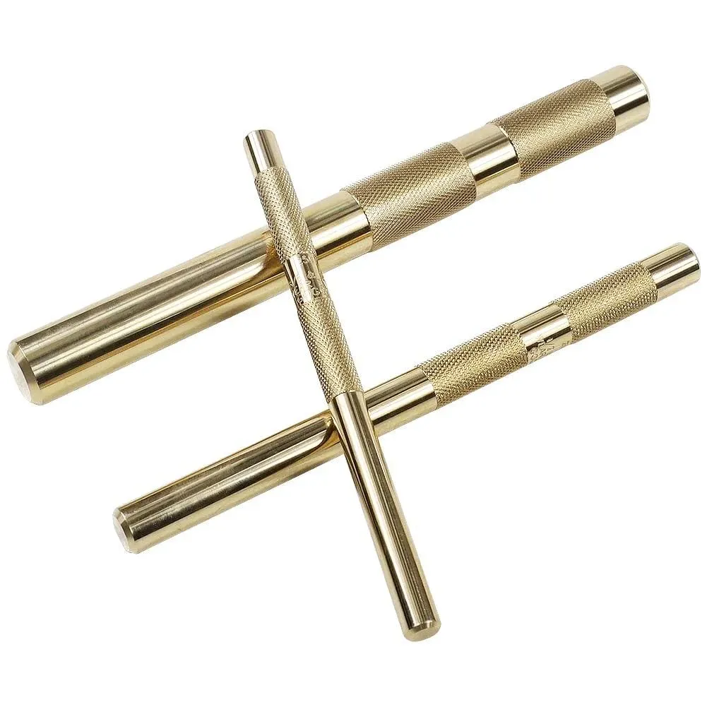 61360 3 Pc. Knurled Brass Drift Punch Set 25077 3/4 Inch 25076 1/2 Inch 25075 3/8 Inch Drift Punch Gold