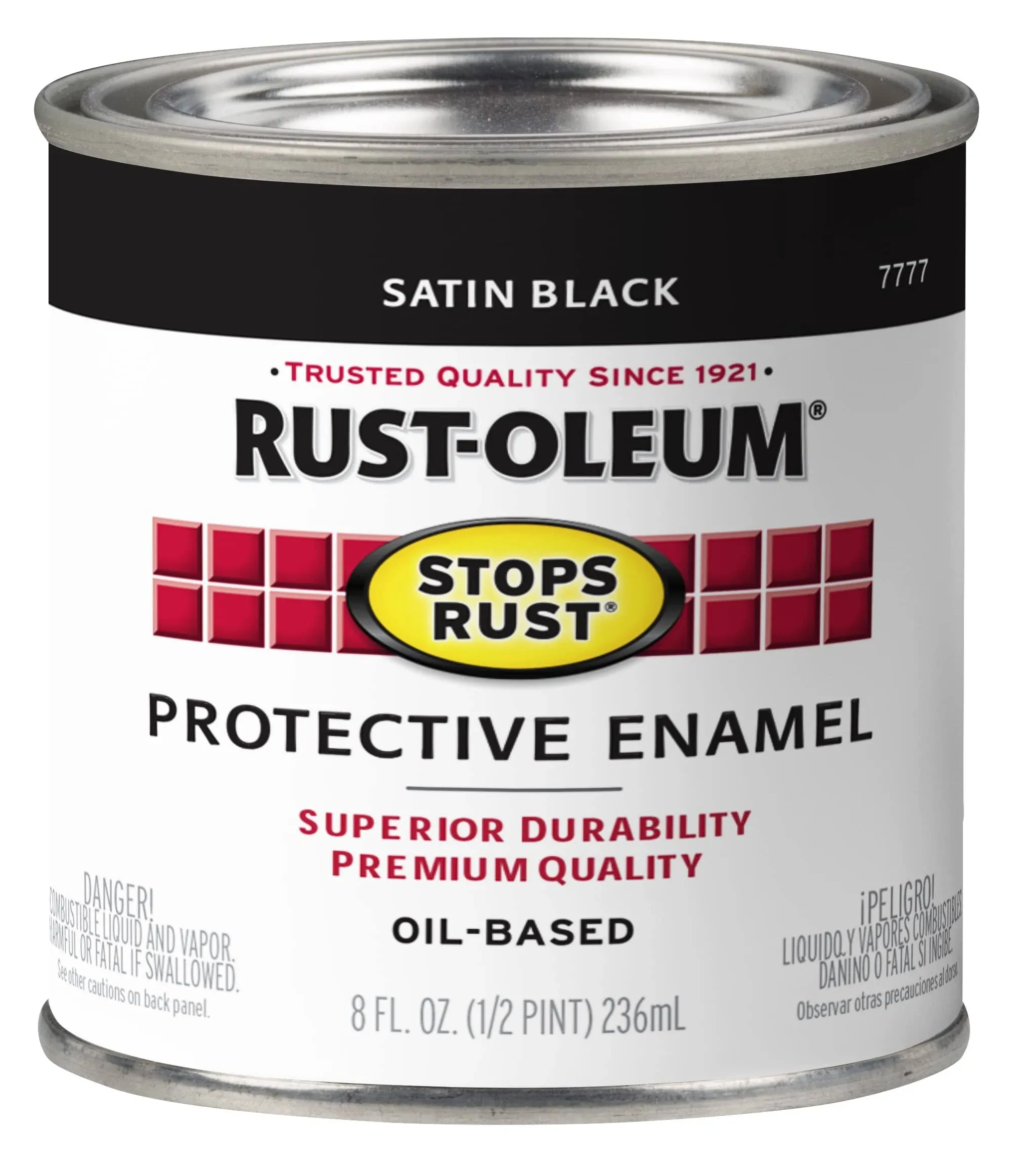 Rust-Oleum Stops Rust Indoor and Outdoor Satin Black Oil-Based Enamel Protective Paint 0.5 pt