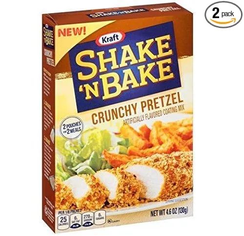 Shake 'N Bake Seasoned Coating Mix: Crunchy Pretzel (2 Pack) 4.6 oz Boxes_AB