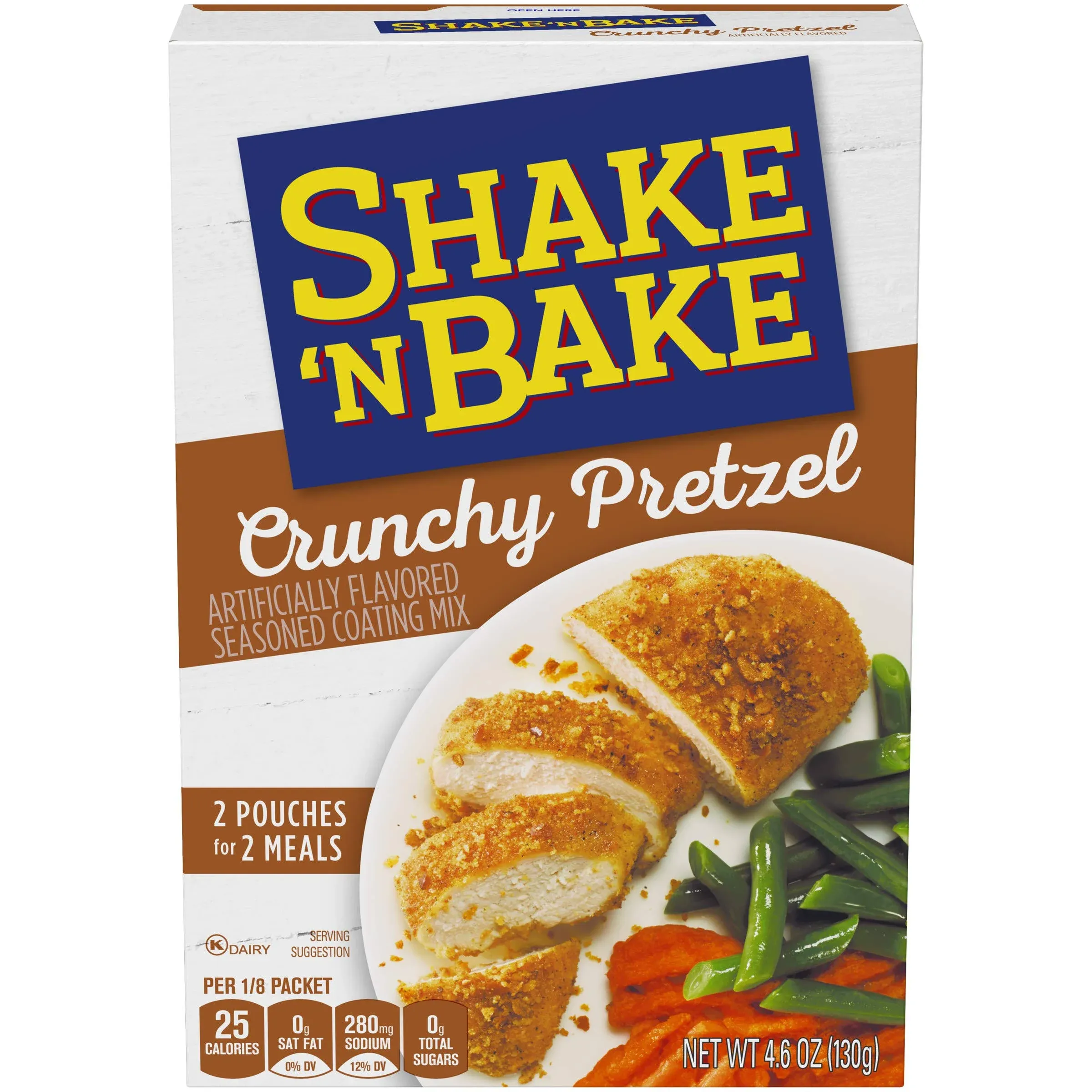 Shake 'N Bake Coating Mix, Seasoned, Crunchy Pretzel - 2 pouches, 4.6 oz