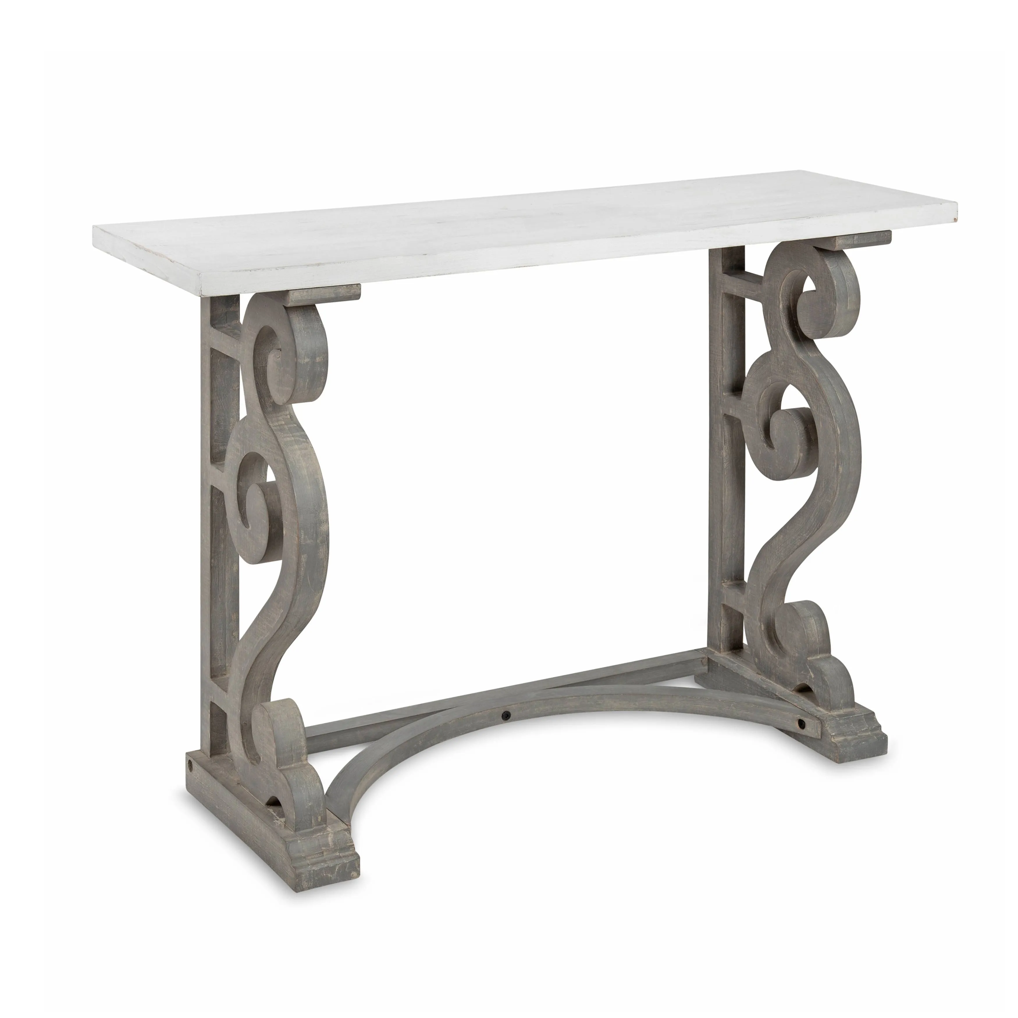 Kate and Laurel Wyldwood Solid Wood Farmhouse Console Table, Distressed White and ...