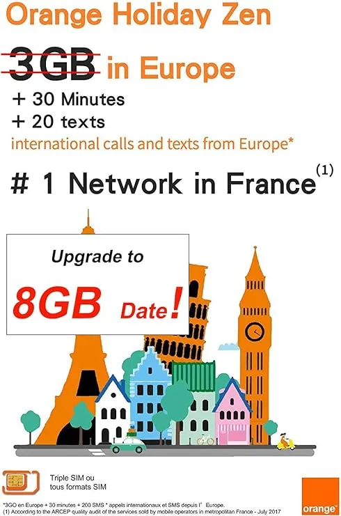 Orange Holiday Europe - 3GB Internet Data in 4G/LTE (Currently 8GB Promotion) + ...