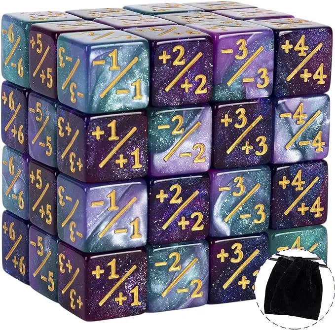 48 PCS MTG Counter Dice Magic The Gathering Counters Status Tokens Starry Sky Life D6 Dice Set for MTG Cards Game Night Accessories (Turquoise&Lilac, Navy&Purple)