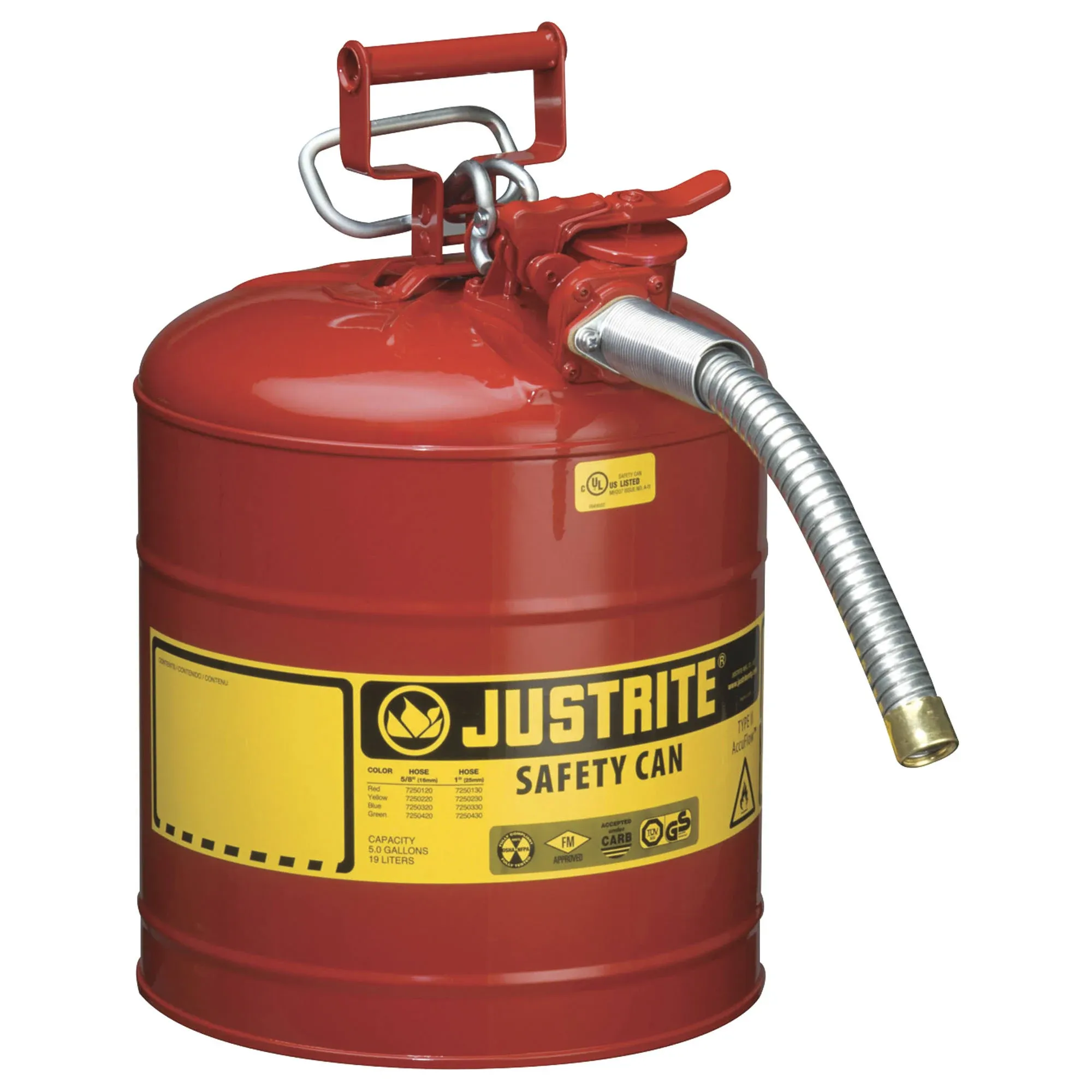 Justrite Safety Can 5 Gal Type II, Red