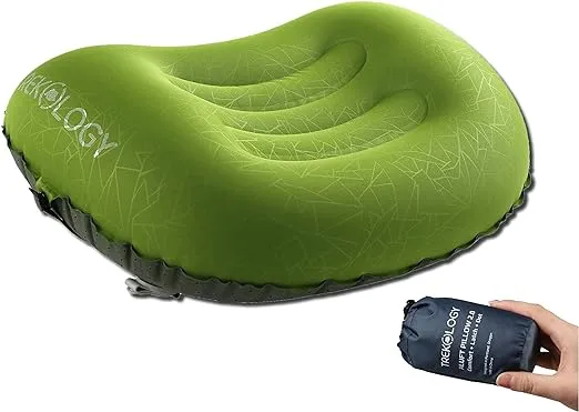 TREKOLOGY Ultralight Inflatable Camping Travel Pillow - ALUFT 2.0 Compressible, Compact, Comfortable, Ergonomic Inflating Pillows for Neck & Lumbar Support While Camp, Hiking, BackpackingTREKOLOGY Ultralight Inflatable Camping Travel Pi…