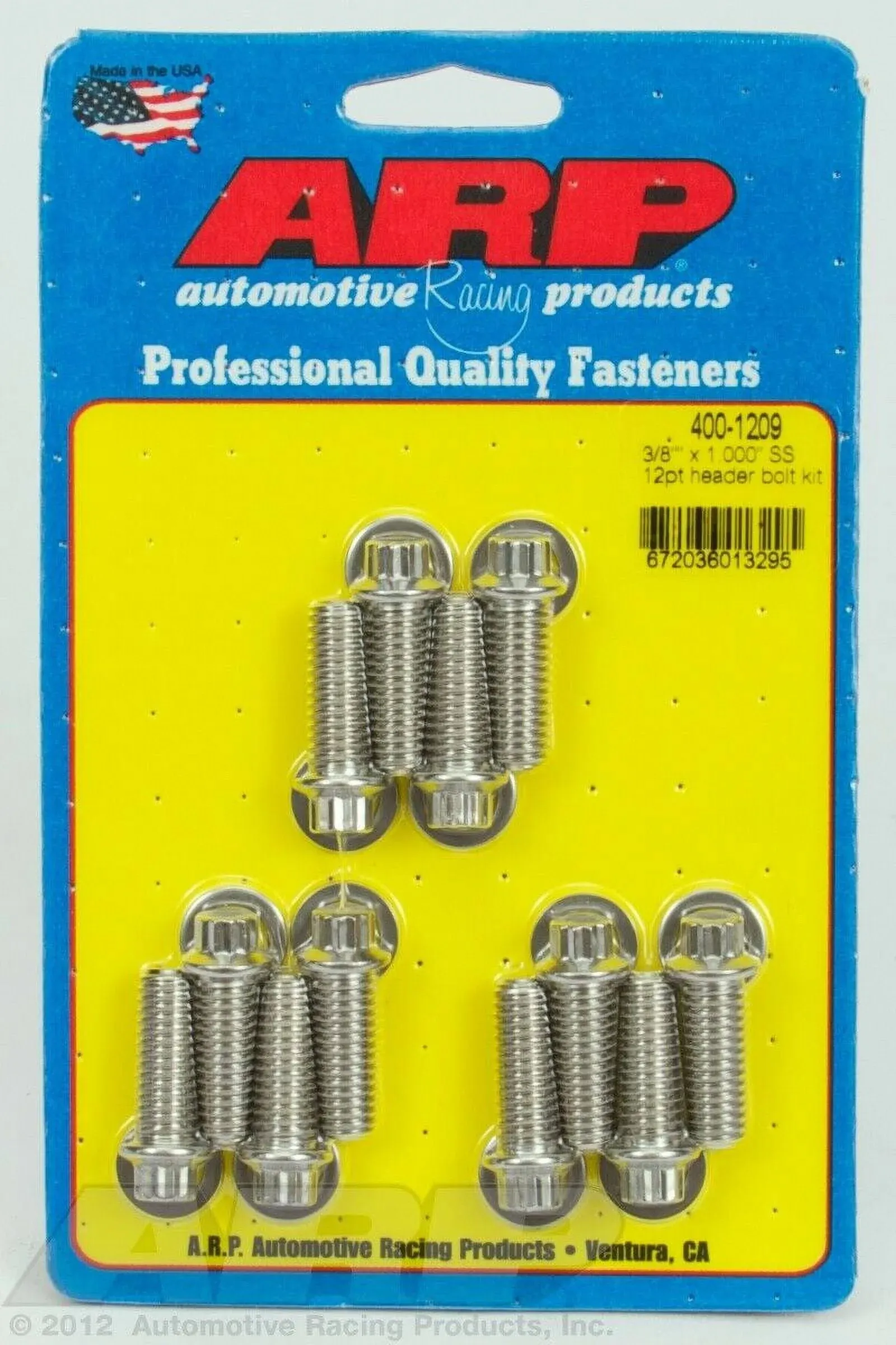 ARP 4001209 Header Bolts With 12-Point Heads, Polished Stainless Steel, Set Of 12