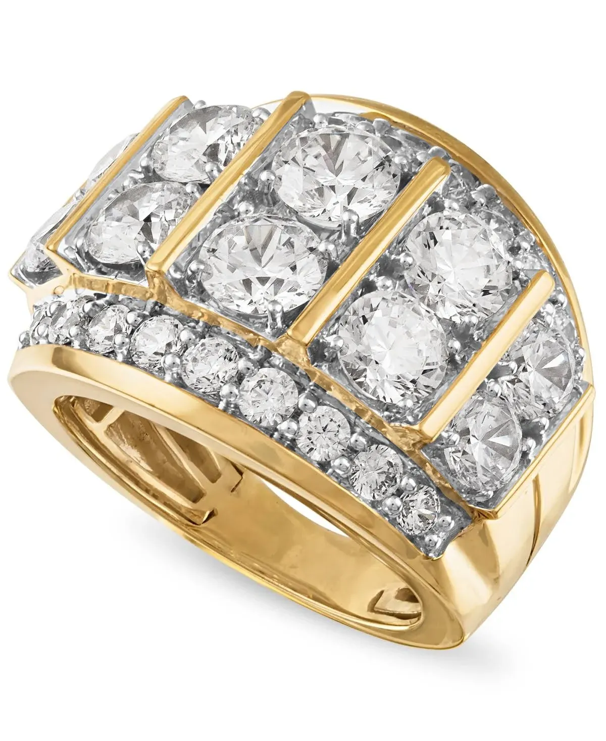 "Men's Diamond Large Cluster Statement Ring (7 Ct. T.w.) In 10k Gold In Yellow Gold"