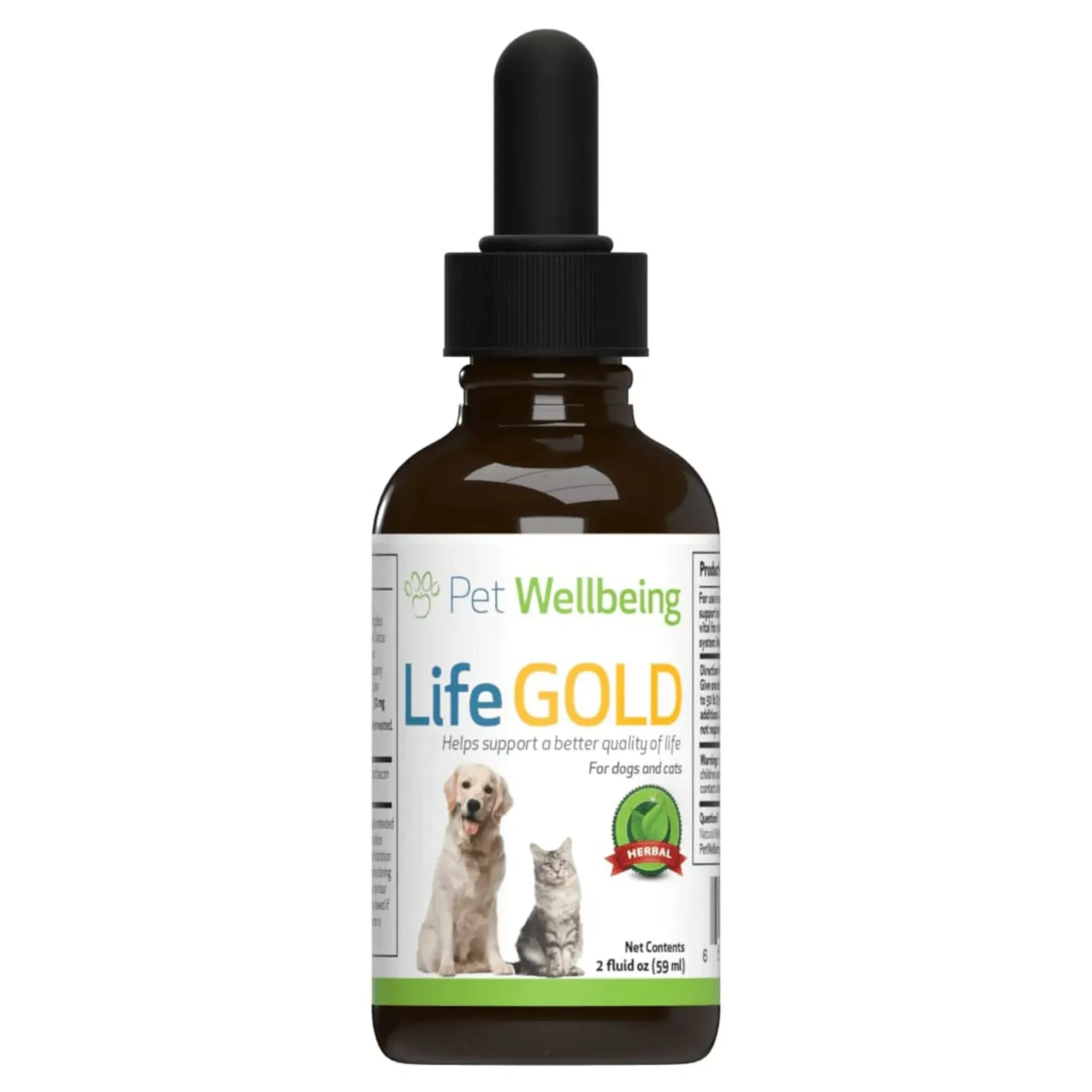 Pet Wellbeing Life Gold for Cats - Vet-Formulated - Immune Support and Antioxidant Protection - Natural Herbal Supplement 2 oz (59 ml)