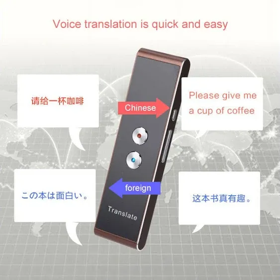 Smart Instant Language Translator Device (Black) Portable Foreign Language Real-Time 2-Way Translations Support 30 Languages/Voice Operated