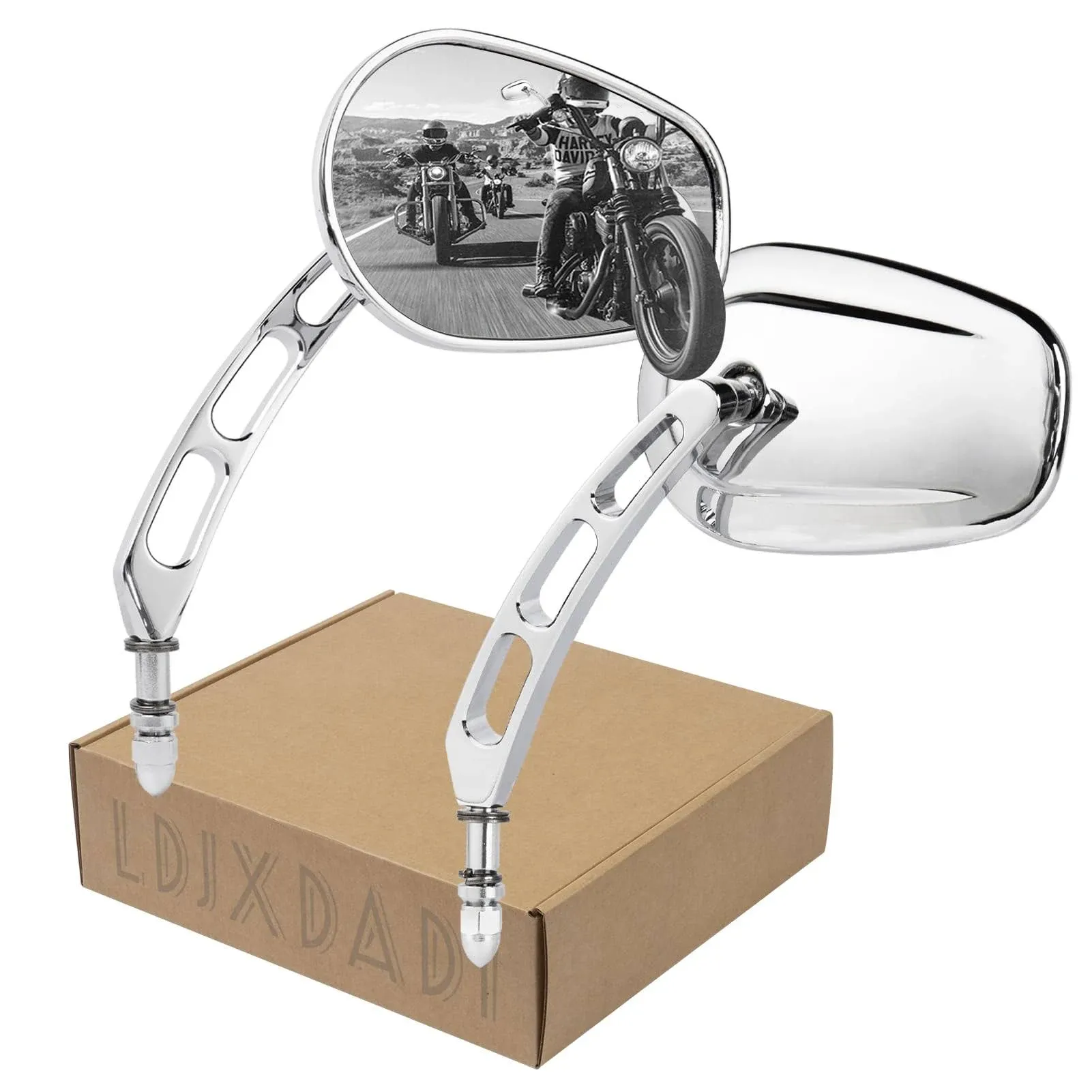 Chrome 8mm Rearview Mirrors for Touring Road Glide FLTRX Electra Glide FLHT Road King FLHR Street Glide FLHX Sportster Dyna Softail models 1982-2023