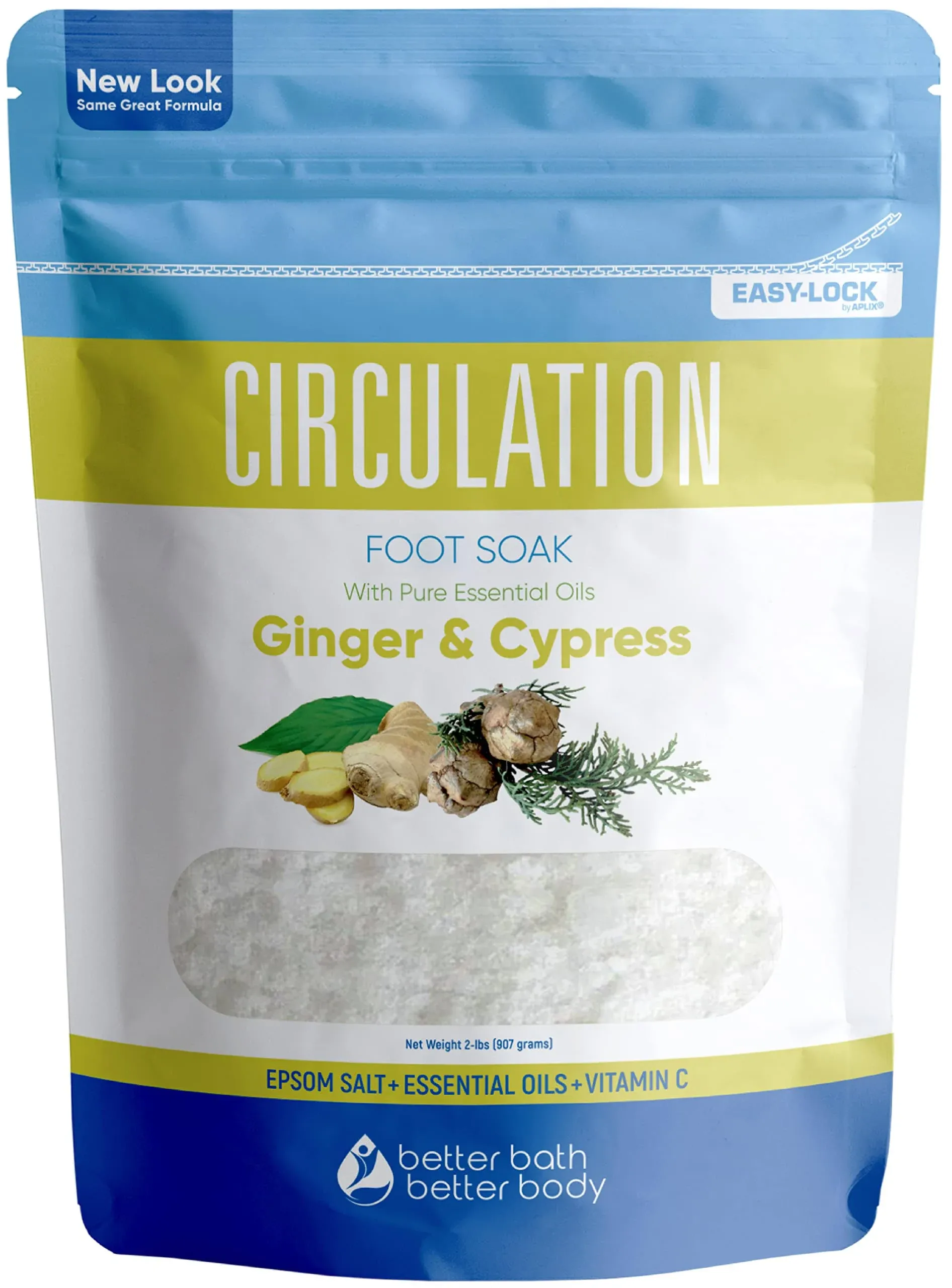 Circulation Foot Soak 32 Ounces Epsom Salt with Natural Ginger, Cypress ...