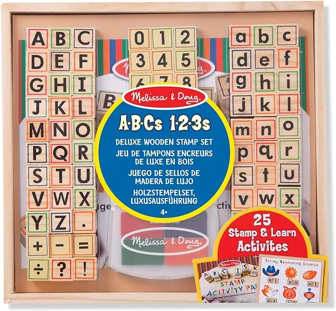 Deluxe Wooden Stamp Set - ABCs 123s | Bundle of 5 Sets