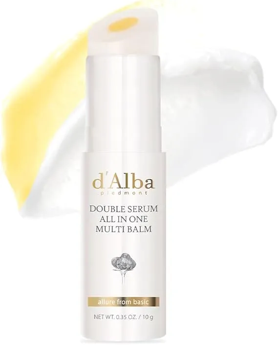 d'Alba Italian White Truffle Double Serum All-in-one Multi Balm, Vegan Skincare, 3-in-1 Treatment with White Truffles for Moisture and Wrinkle Improvement, Glowy Finish Serum Stick