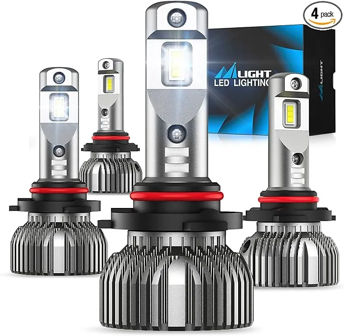 Nilight 9005 9006 Combo LED Headlight Kit, 9005/HB3 High Beam and 9006/HB4 Low Beam, 6500k 9005 9006 LED Bulb Cool White IP67