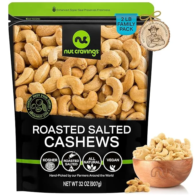 Whole Roasted &amp; Salted Cashews 2 Pounds Free Shipping