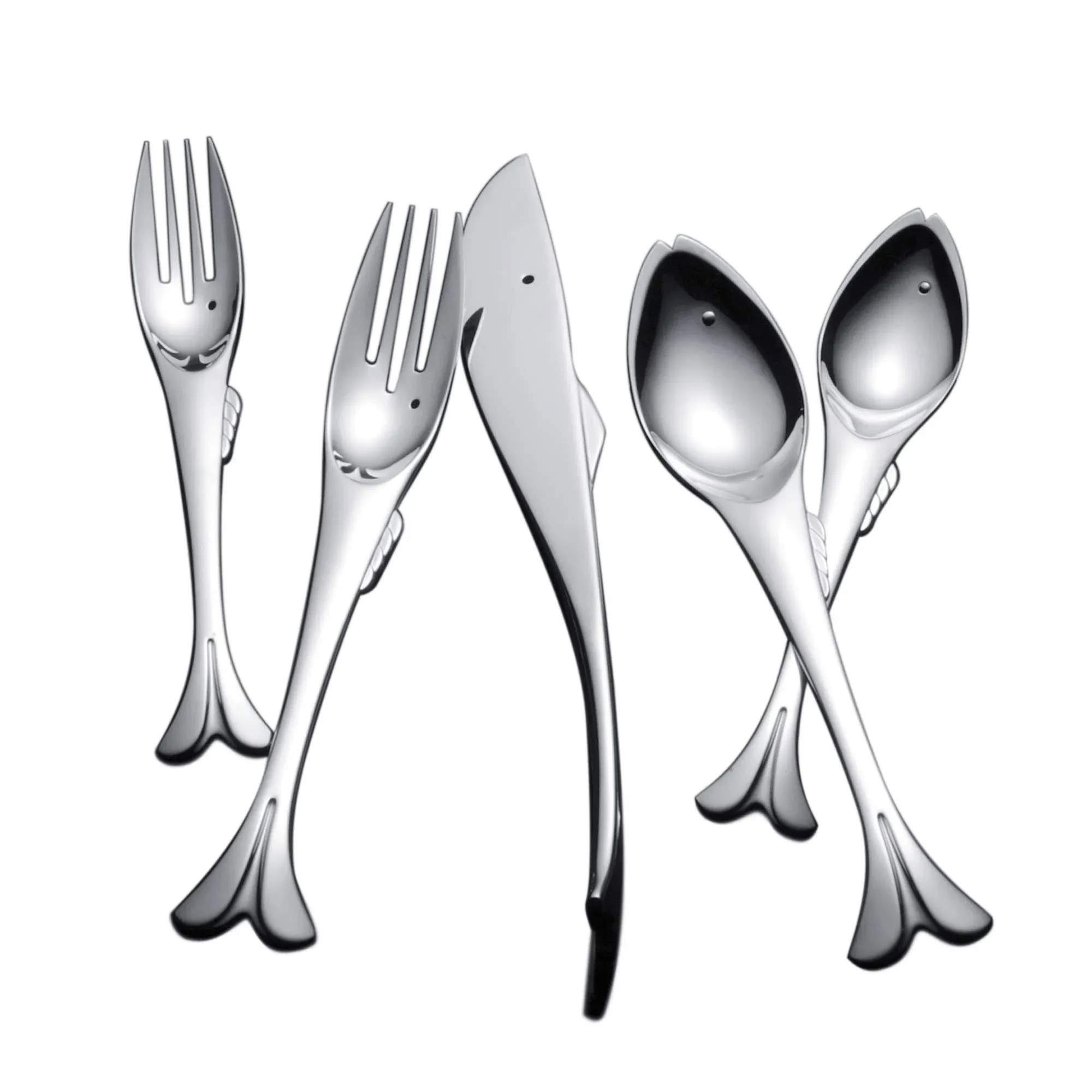 Yamazaki TW-00 Gone Fishin' 5-Piece Placesetting,Silver