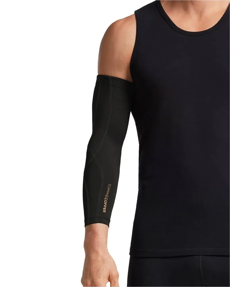 Men's Performance Compression Full Arm Sleeve | Black with TC Tonal Stitch | Size ...