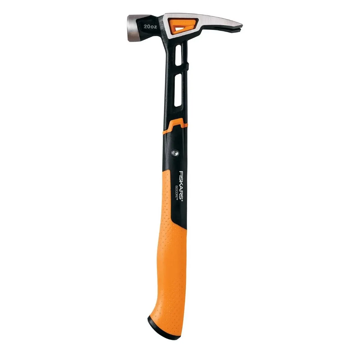 Fiskars 750230-1001 IsoCore 20 oz General Use Hammer, Carpenter Tools, Softgrip, Magnetic Nail Starter Groove, 15.5 inch,Black/Orange