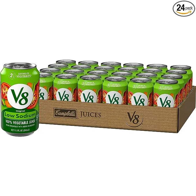 (24 Pack) V8 Low Sodium Original 100% Vegetable Juice with Vitamins, 5.5 Fl Oz