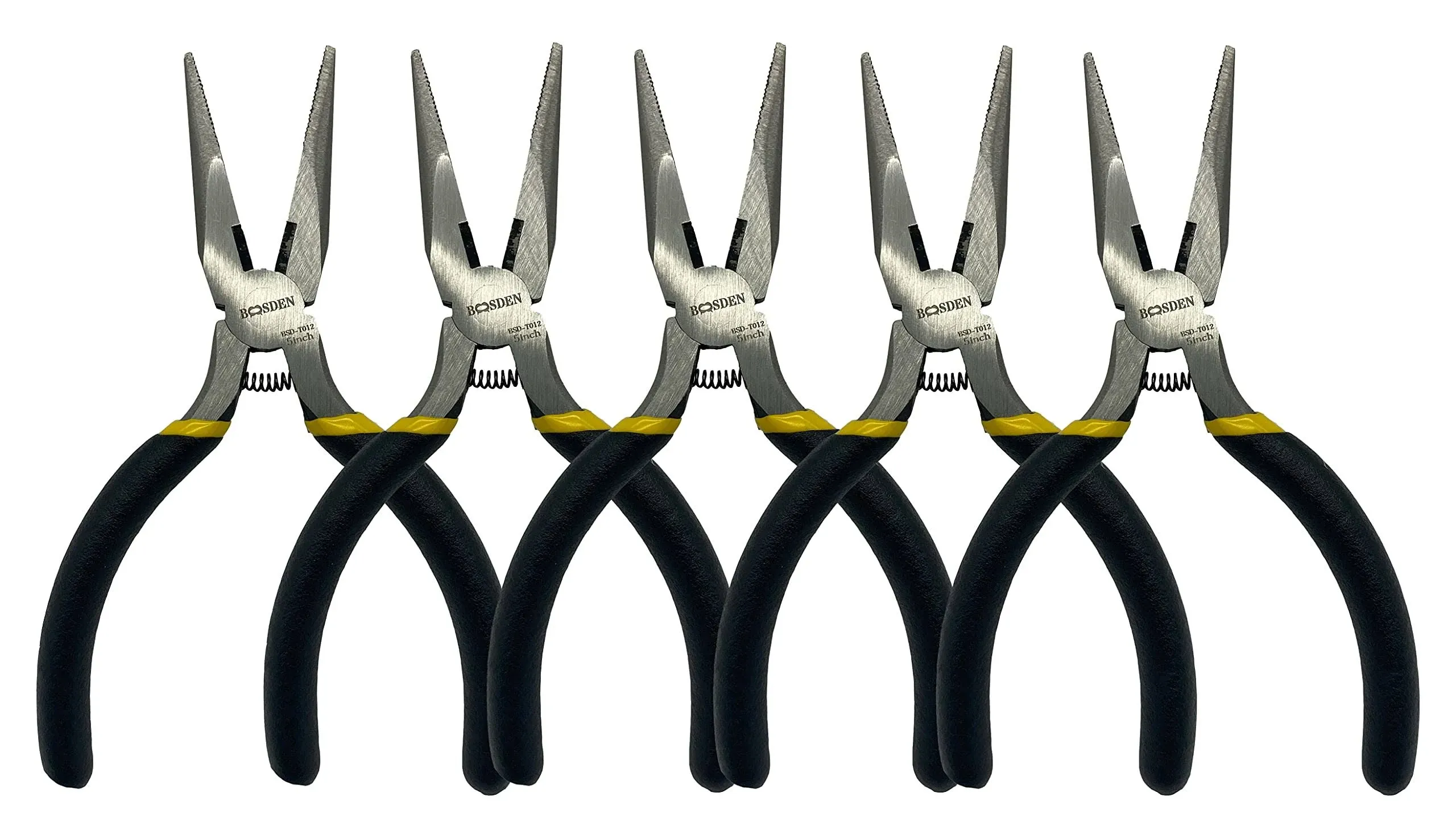 BOOSDEN 5 inch Small Needle Nose Pliers Set, 5 Pack,Small Pliers Set, Mini Precision Pliers Set,Mini Long Nose Pliers with Wire Cutter for Jewelry Making and DIY