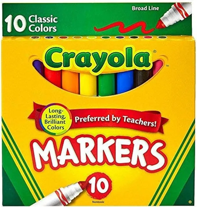 Crayola Broad Line Markers, Classic Colors 10 Each (Pack of 6)