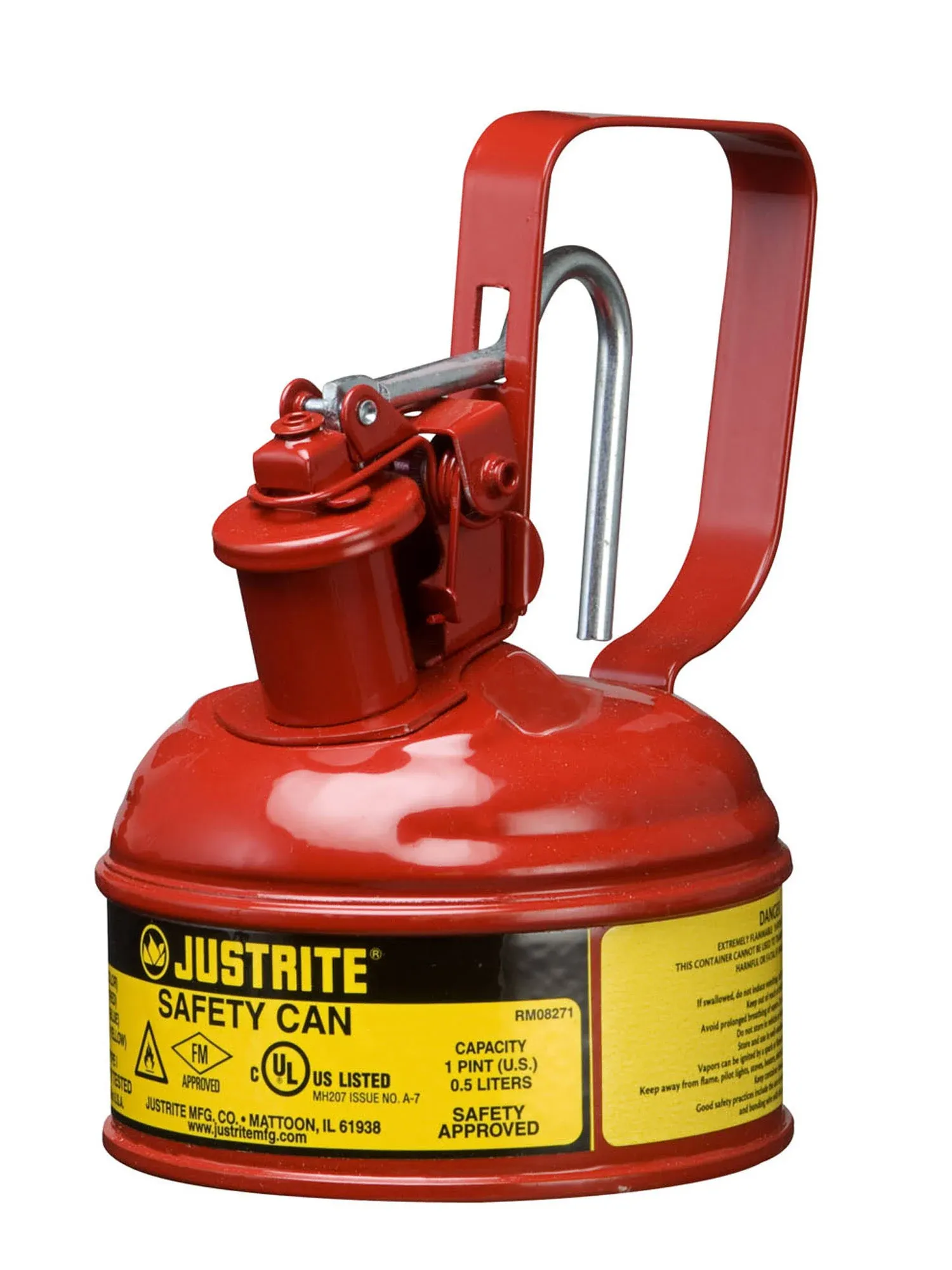 Justrite 10001 Type I Red Steel Safety Can 1 Pint