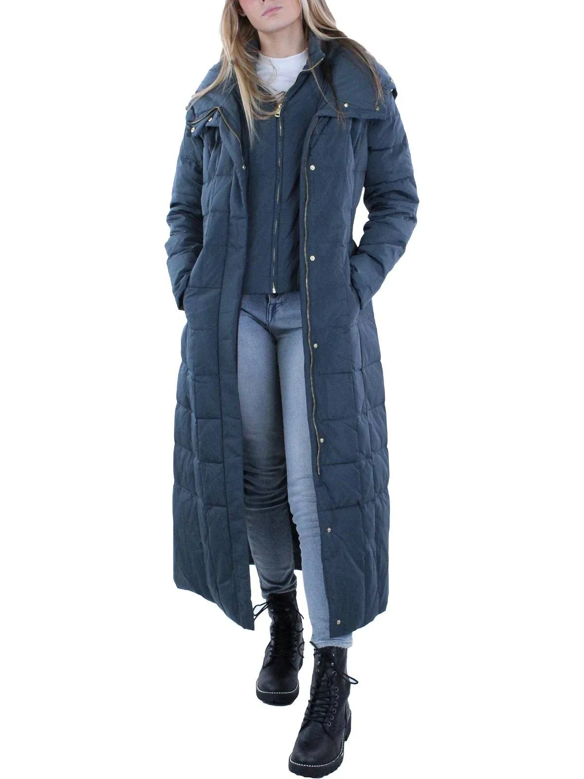 Cole Haan Women's Taffeta Quilted Long Down Coat