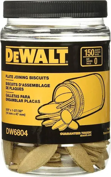 (2) DEWALT DW6804 SIZE 0 PLATE JOINING BISCUITS (150 COUNT)