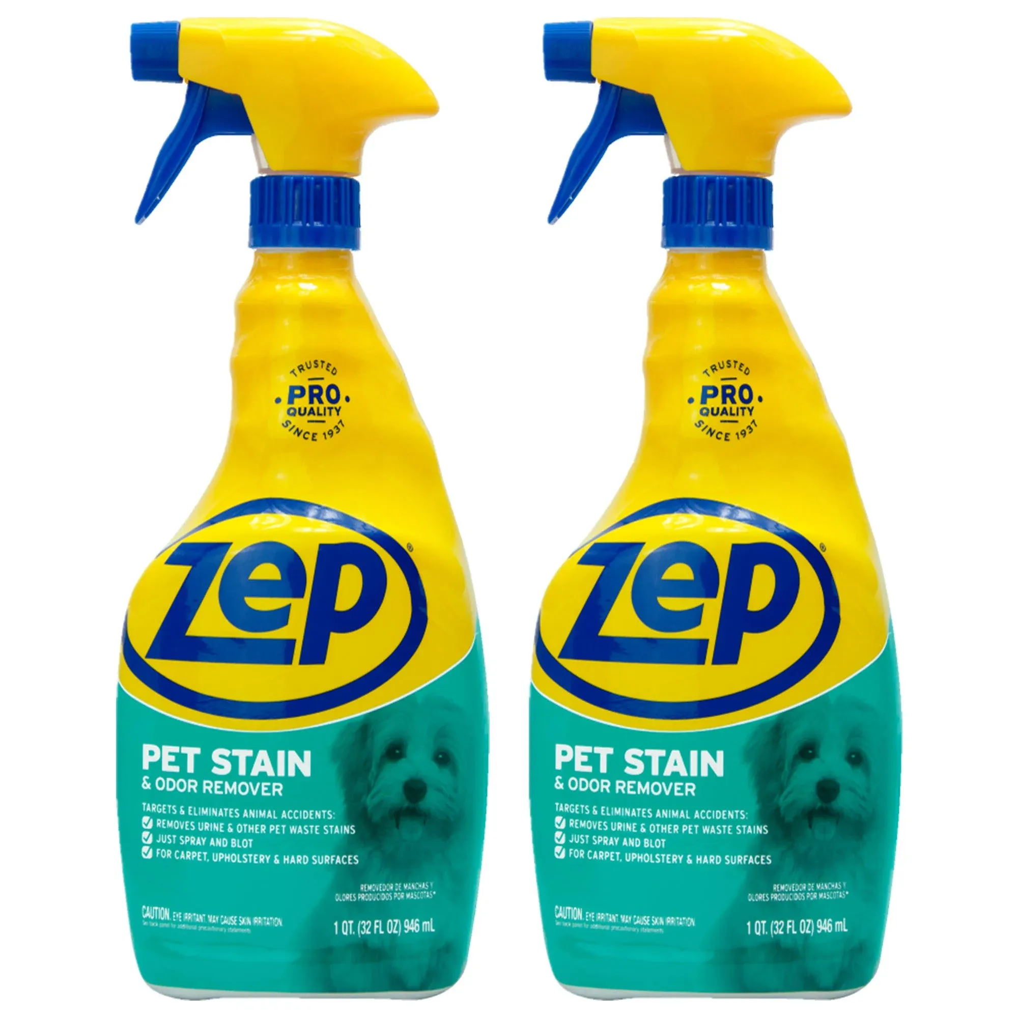 ZEP Pet Odor and Stain Remover Cleaner 32 oz 2 PACK