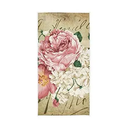 Soft Hand Towels, Vintage Rose Floral Highly Absorbent 30x15in, Pattern 1 