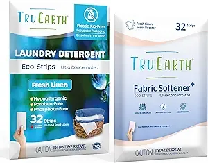 Tru Earth Bundle: Laundry Detergent Sheets & Fabric Softener Sheets - Plastic Jug-Free, Easy-to-Use - Fresh Linen (Made in Canada)