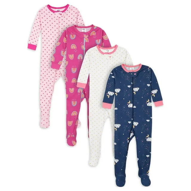 Gerber Baby & Baby Neutral Snug Fit Footed Cotton Pajamas 4-Pack