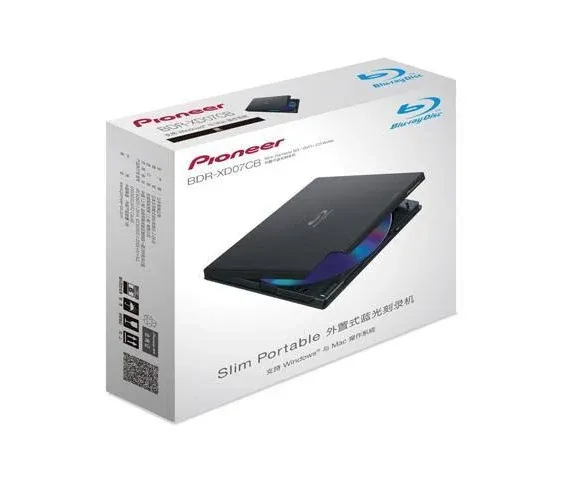 Pioneer Electronics BDR-XD07B 6x Slim Portable USB 3.0 BD/DVD/CD Burner Supports BDXL & M-Disc Format with CyberLink Software, Black