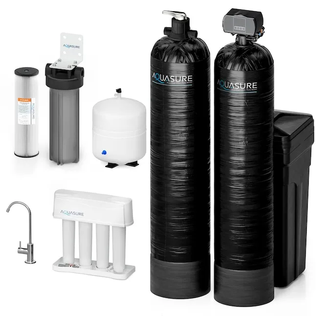 Aquasure Signature Elite 48,000 Grains Complete Whole House Water Treatment System with Digital Metered Control Water Softener, Conditioner and 75 GPD RO Reverse Osmosis Filtration for 3-4 bathrooms