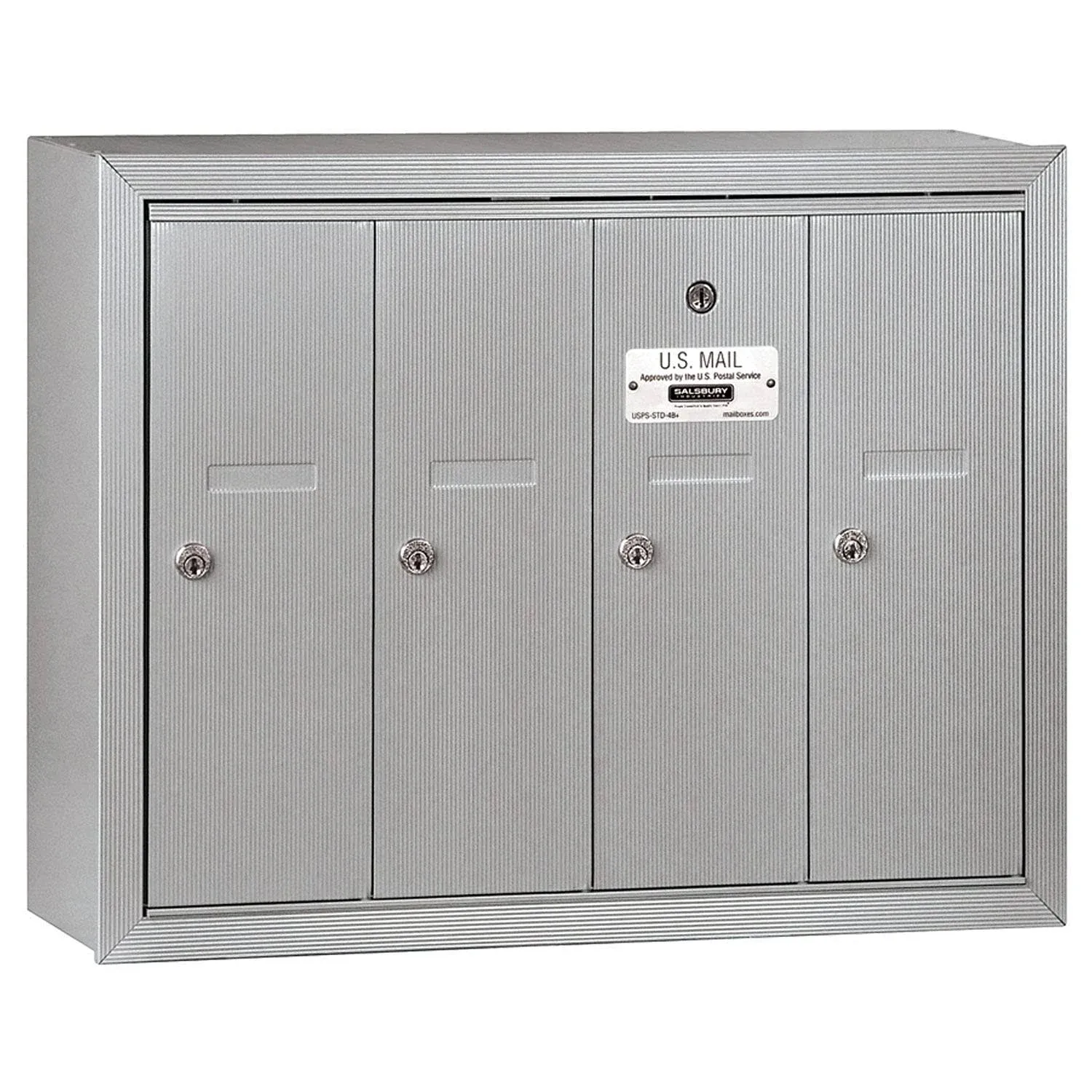 Salsbury Industries 3504ASP Vertical Mailbox - 4 Doors - Aluminum - Surface ...