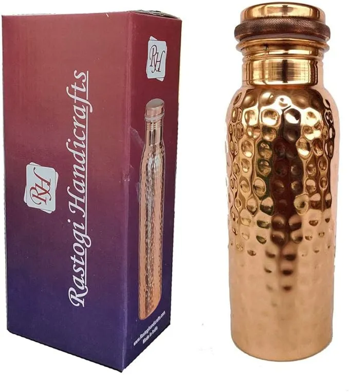 Rastogi Handicrafts Pure Copper Bottle Plain/Smooth/Shiny Bottle Capacity 16oz ...