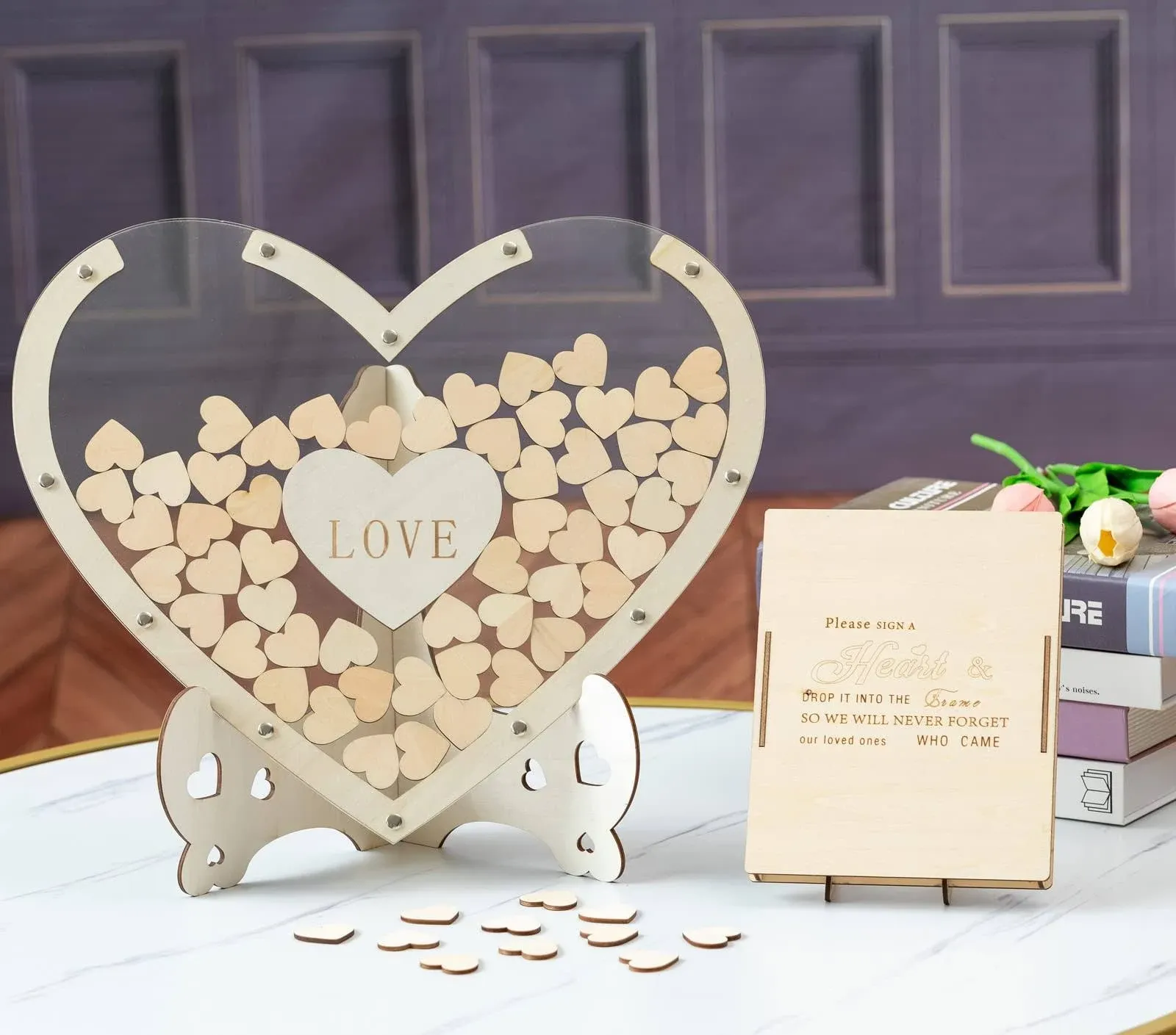 Wooden Wedding Guest Book Alternative Transparent Heart Wedding Guest Books For 