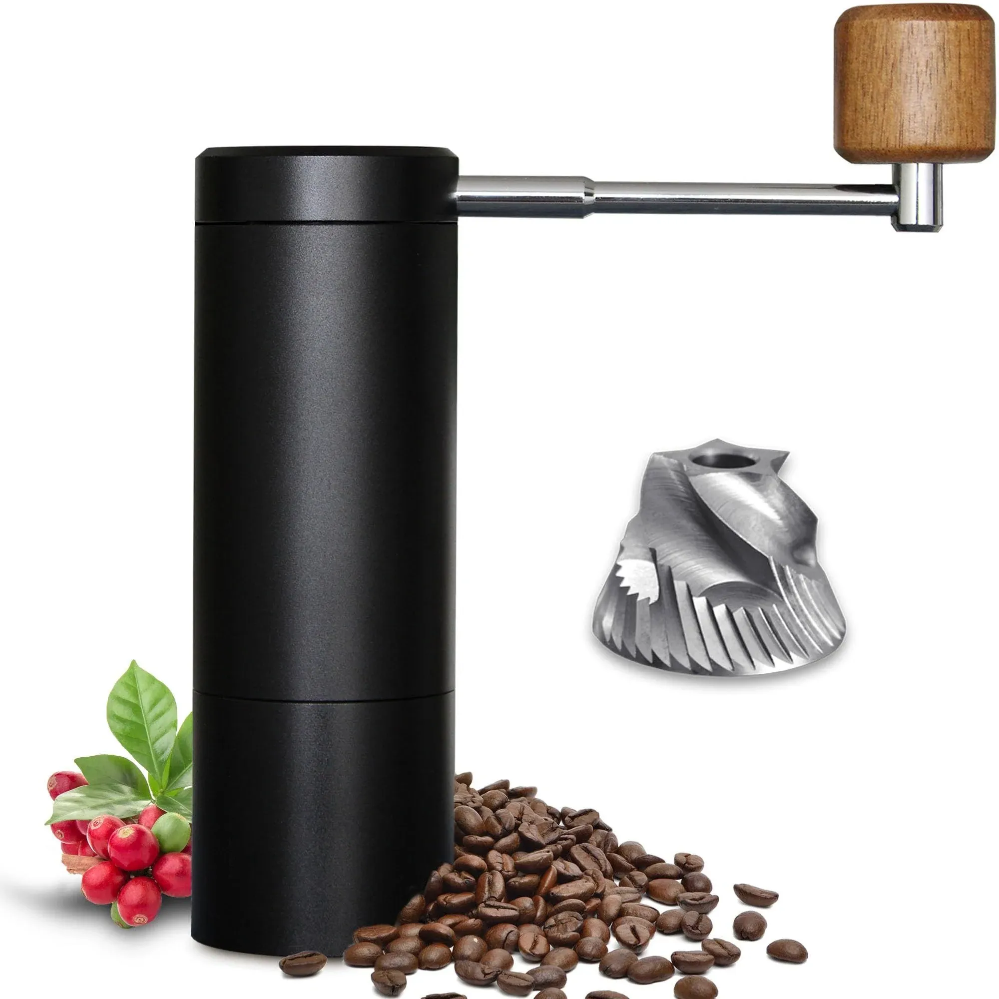 Manual Coffee Grinder With Stainless Steel Burr - All Metal - Adjustable For ...