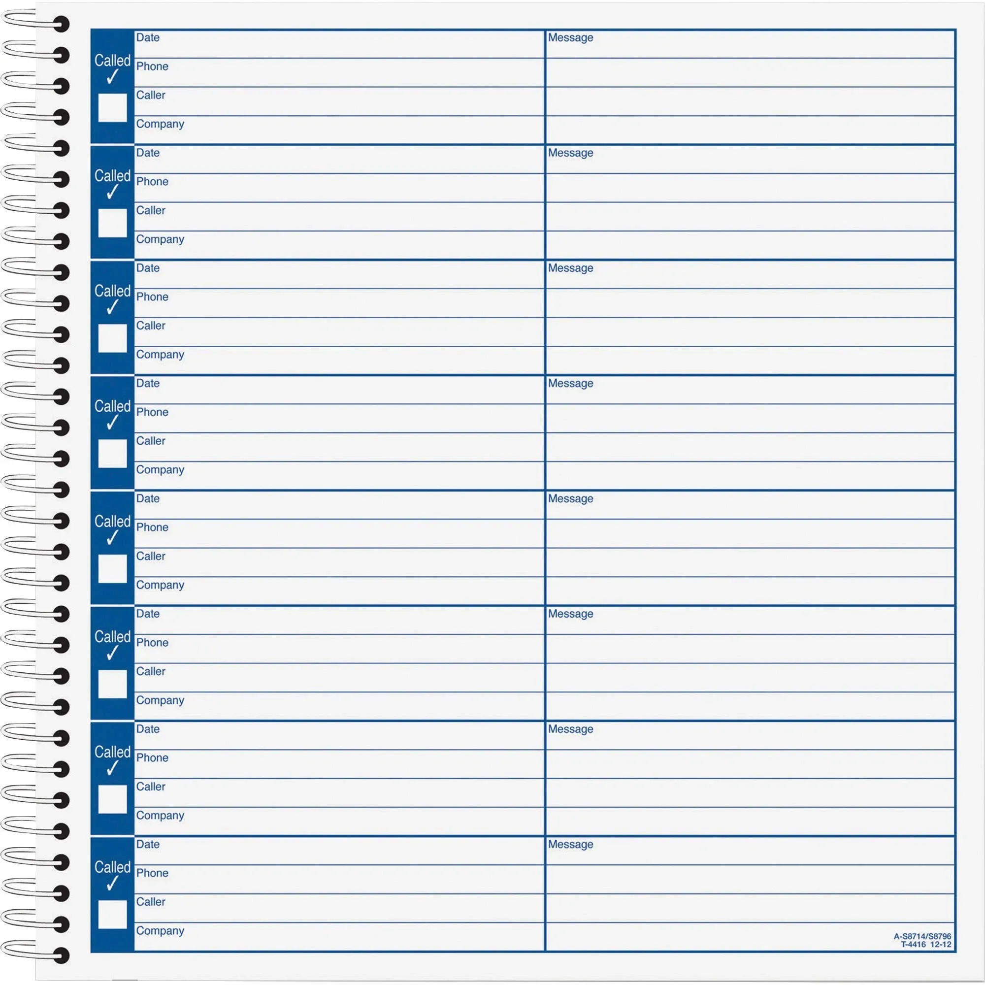 Tops Voice Message Log Books 8 1/4 x 8 1/2 800-Message Book