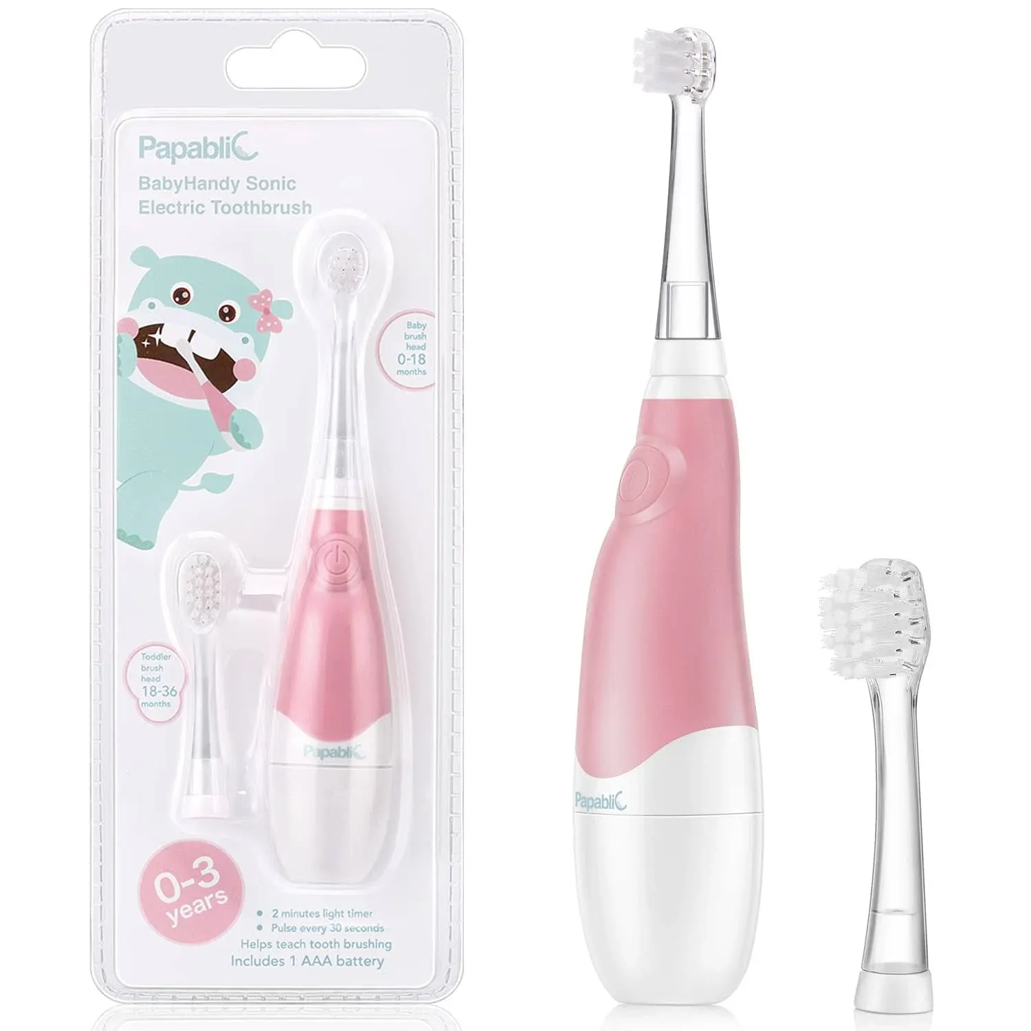 BabyHandy Sonic Electric Toothbrush - Pink for Ages 0-3 Years