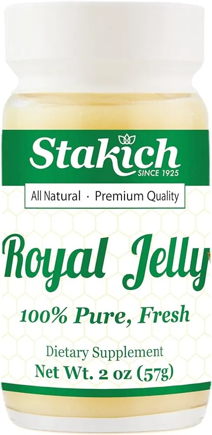 Stakich Fresh Royal Jelly - Pure, All Natural - No Additives/Flavors/Preservatives Added - 2 Ounce (57 Grams)