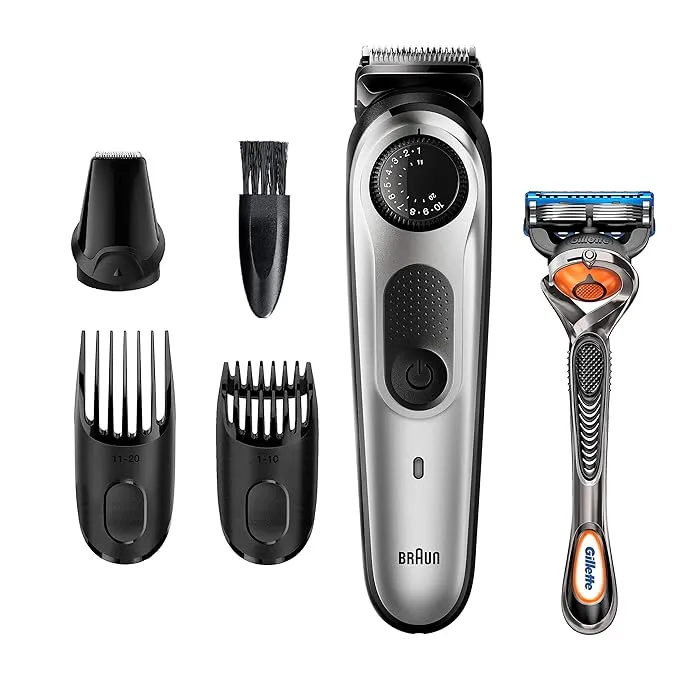 Braun Beard Trimmer BT5260, Hair Clippers for Men, Cordless & Rechargeable, Mini Foil Shaver, Detail Trimmer with Gillette ProGlide Razor